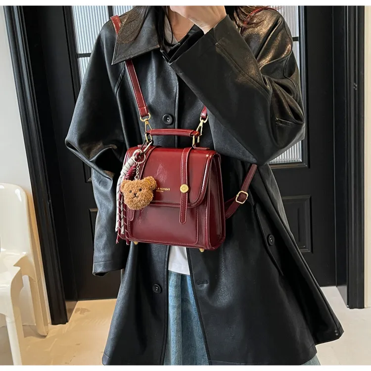 ROUNDOT PU Backpack Regular Women's Ecru/Black/Burgundy/Coffee-17