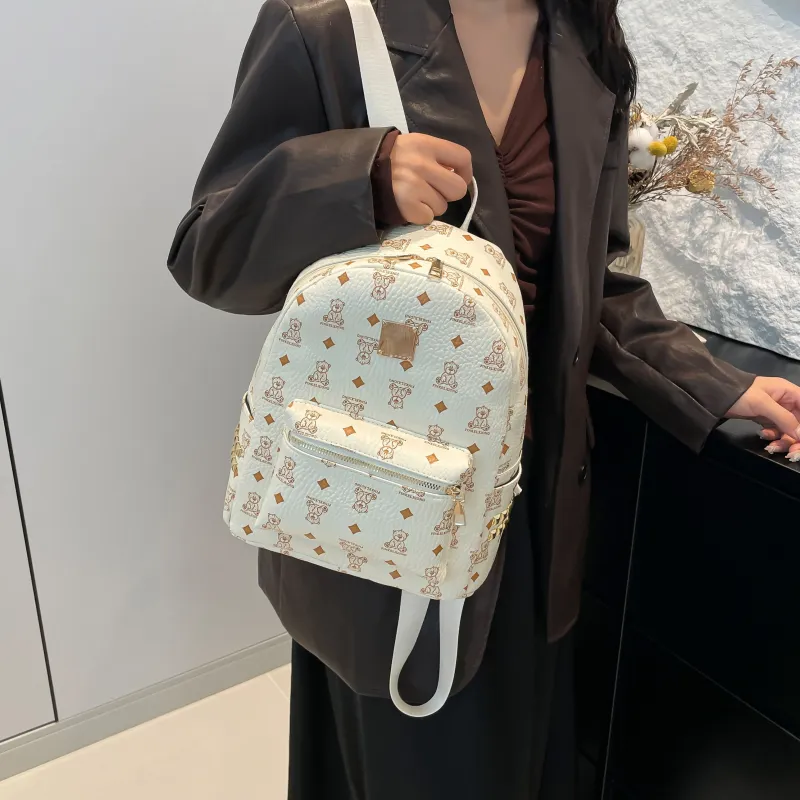 ROUNDOT PU Backpack Regular Women's Ecru/Black/Yellow-1