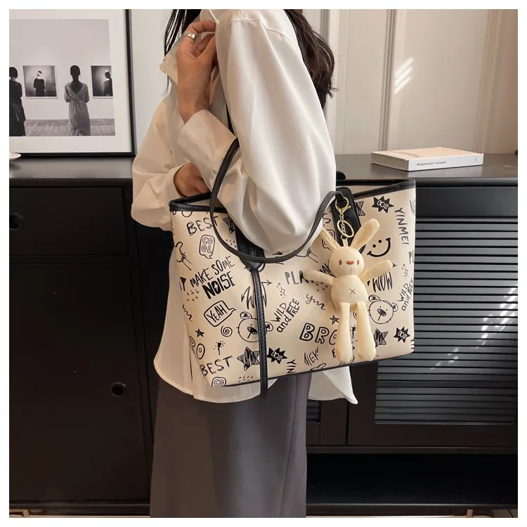 ROUNDOT PU Tote Bag Shopping Bag Crossbody Bag Shoulder Bag Women's Black/Blue/Pink/Brown-3