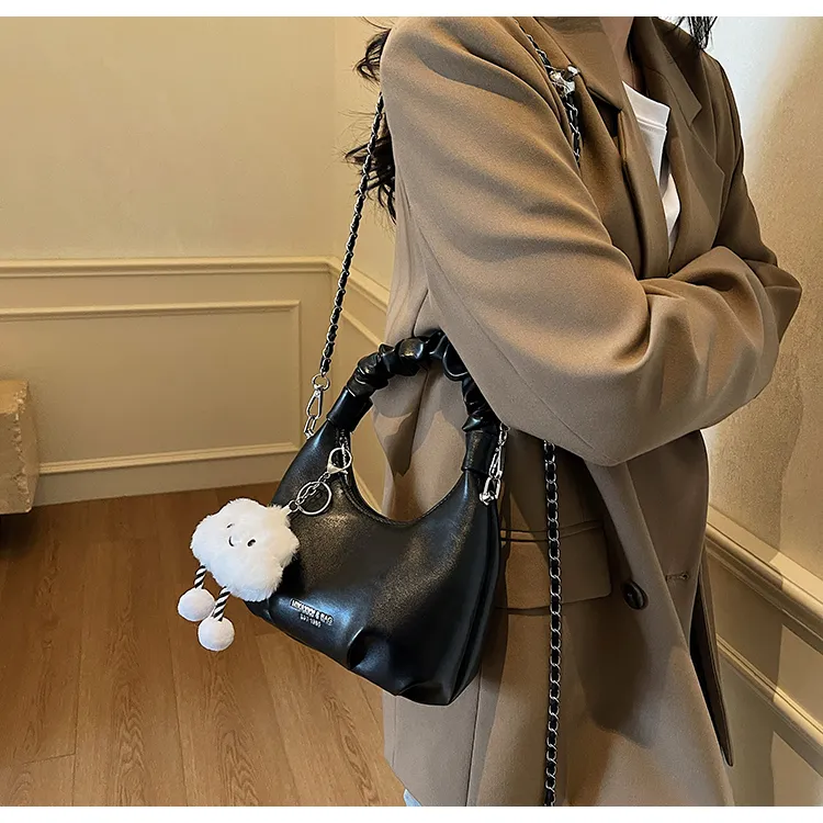 ROUNDOT PU Crossbody One Shoulder Handbags Regular Women's White/Ecru/Black/Pink-16