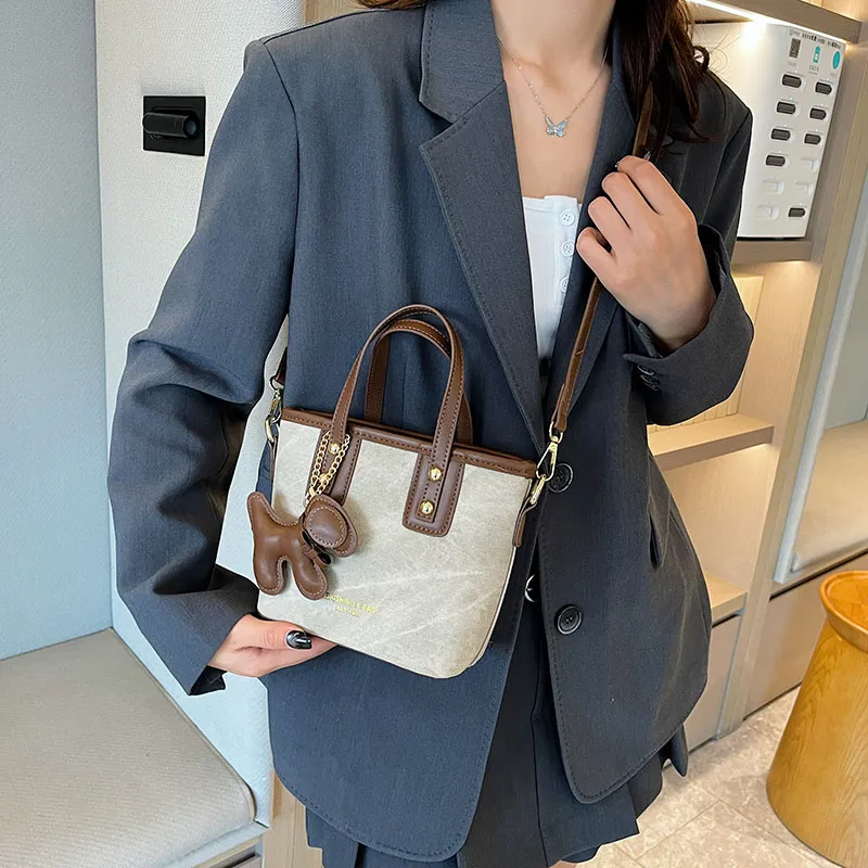 ROUNDOT Tote Bag Shopping Bag Handbag PU Women's Blue/Gray Brown/Black/Gray Black/Pink-23
