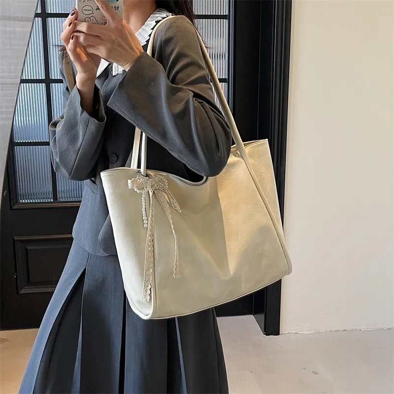 ROUNDOT PU Tote Bag Shoulder Bag Regular Women's White/Black/Pink-5