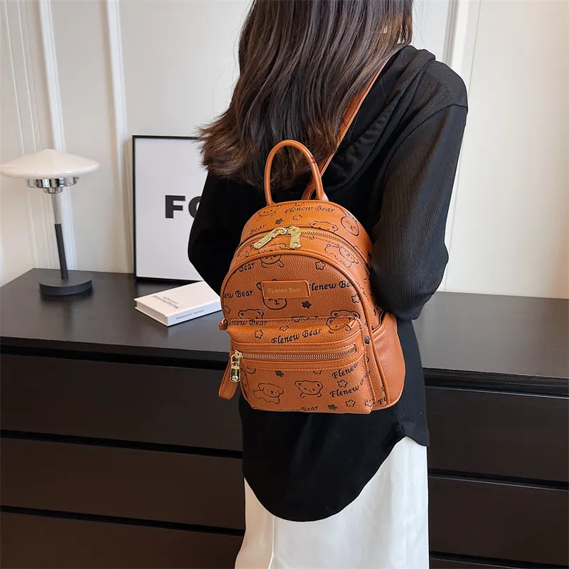 ROUNDOT PU Backpacks Backpack Regular Women's Ecru/Black/Blue/Pink/Brown-31