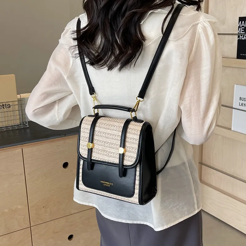 ROUNDOT PU Backpack Women's Ecru/Black/Brown-12
