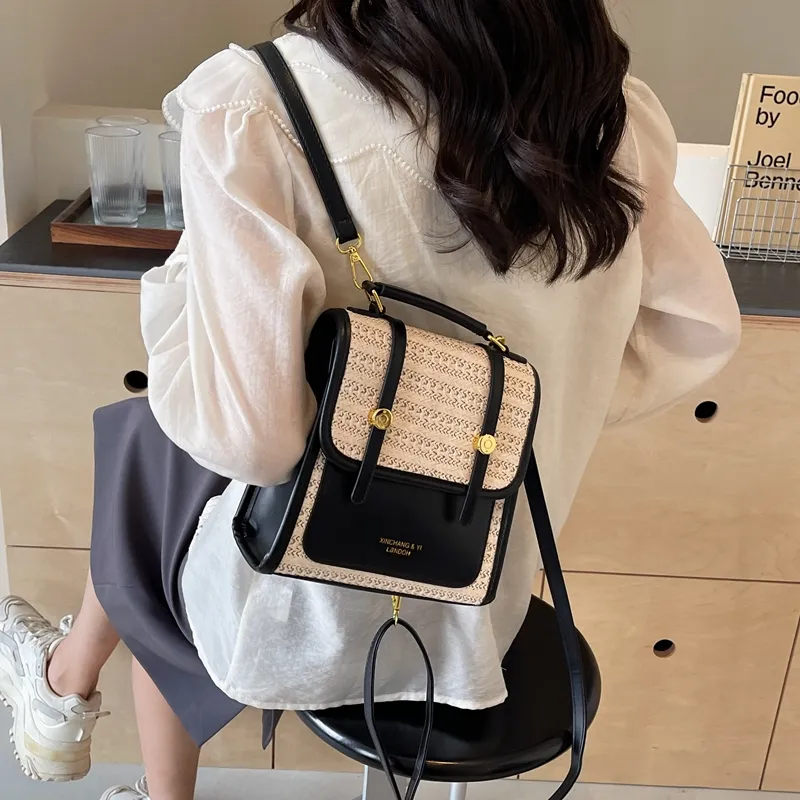 ROUNDOT PU Backpack Women's Ecru/Black/Brown-10