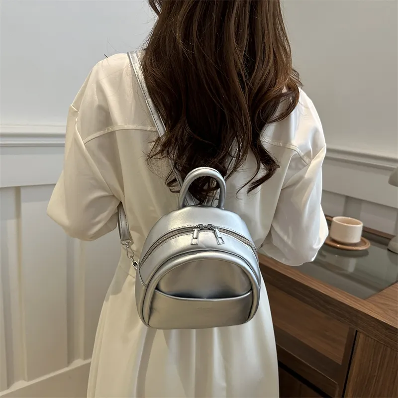 ROUNDOT PU Backpacks Backpack Women's White/Silver/Black/Pink/Yellow-10