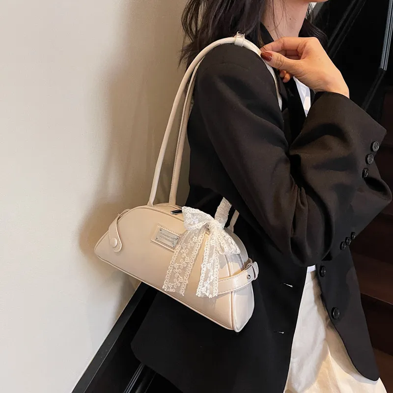 ROUNDOT PU Handbag Shoulder Bag Regular Women's Ecru/Black/Coffee/Blue/Pink-6