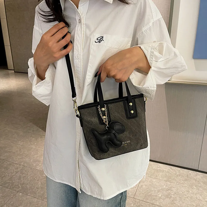 ROUNDOT Tote Bag Shopping Bag Handbag PU Women's Blue/Gray Brown/Black/Gray Black/Pink-13