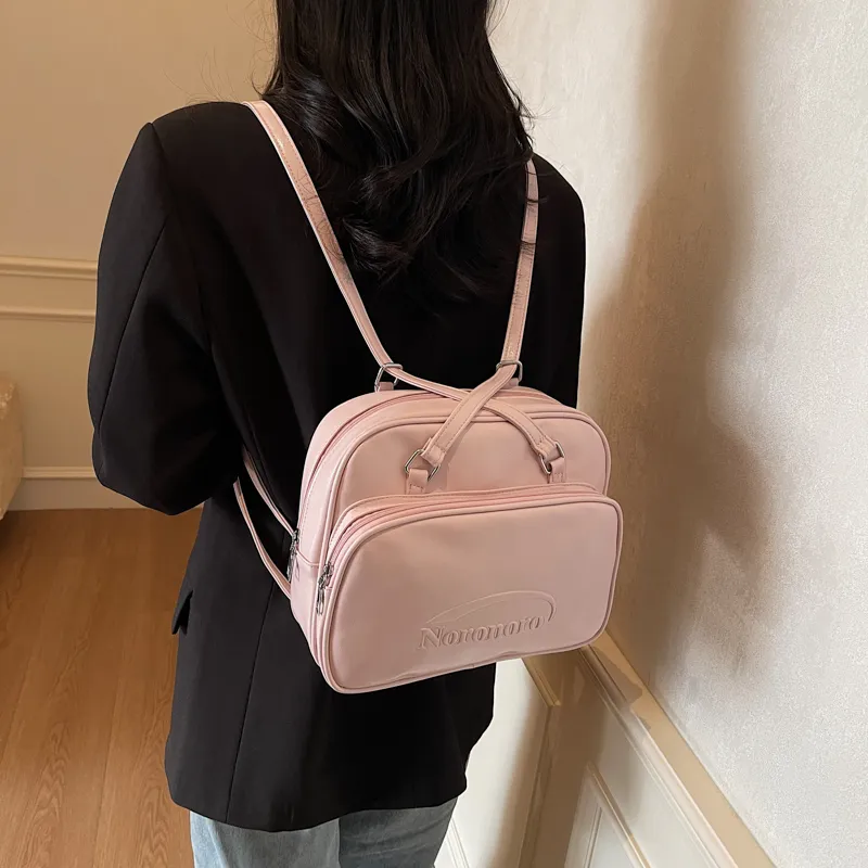 ROUNDOT PU Shoulder Bag Backpack Women's White/Black/Blue/Pink-27