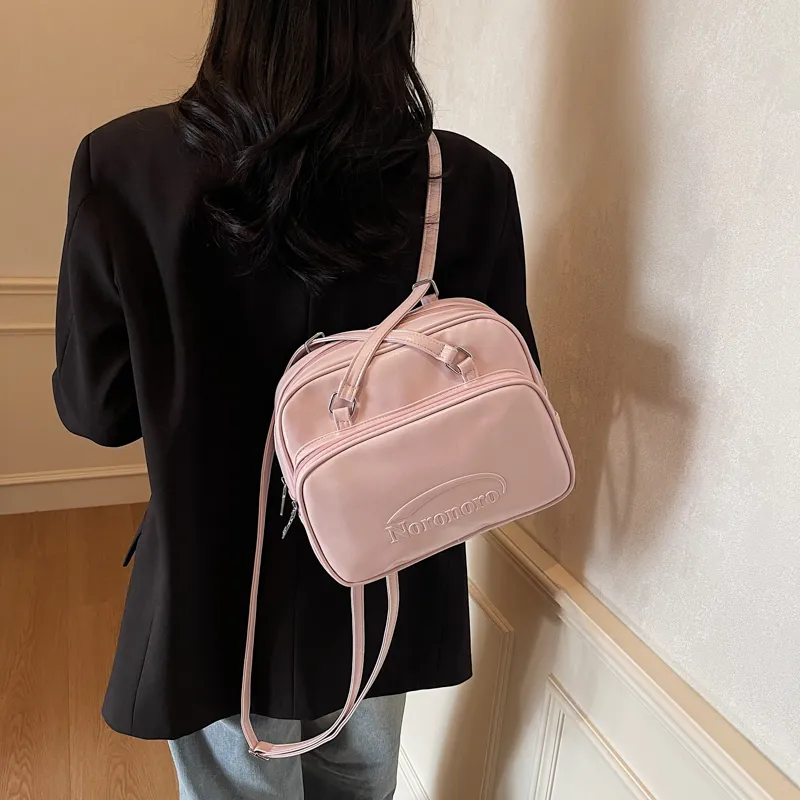 ROUNDOT PU Shoulder Bag Backpack Women's White/Black/Blue/Pink-26