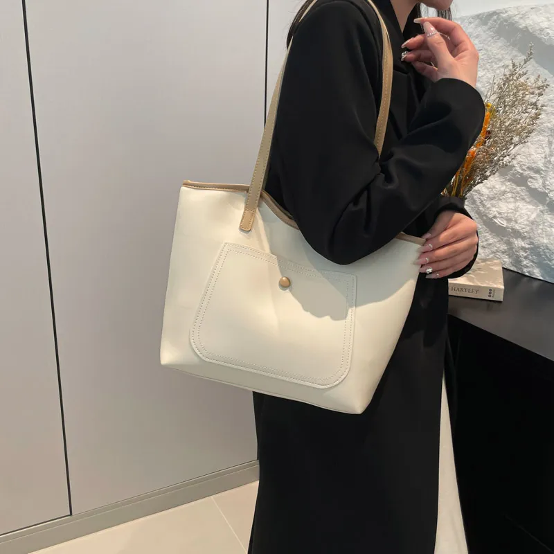 ROUNDOT PU Shoulder Bag Tote Regular Women's White/Black/Khaki/Brown-2
