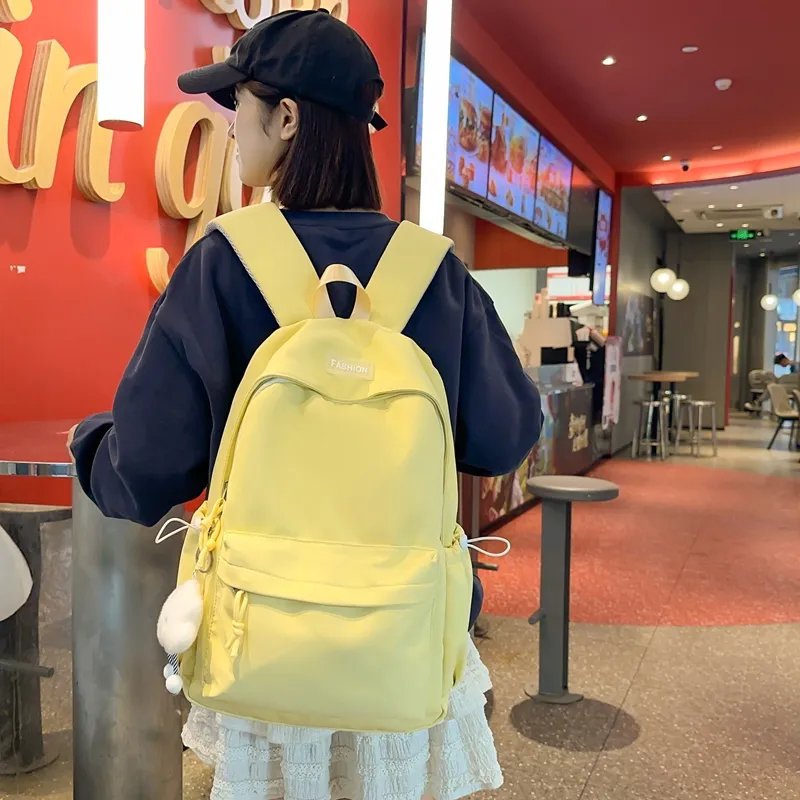 ROUNDOT Nylon Backpack Unisex Mint Green/Black/Lotus Color/Lemon/Lake Blue-17