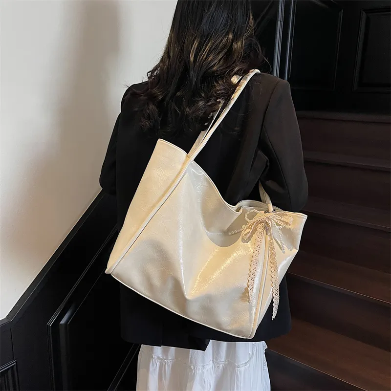 ROUNDOT PU Tote Bag Shoulder Bag Regular Women's White/Black/Pink-2