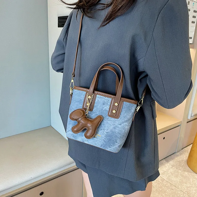 ROUNDOT Tote Bag Shopping Bag Handbag PU Women's Blue/Gray Brown/Black/Gray Black/Pink-1