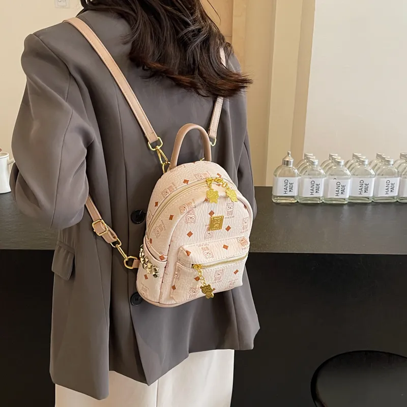 ROUNDOT PU Backpack Women's Ecru/Pink/Brown-5