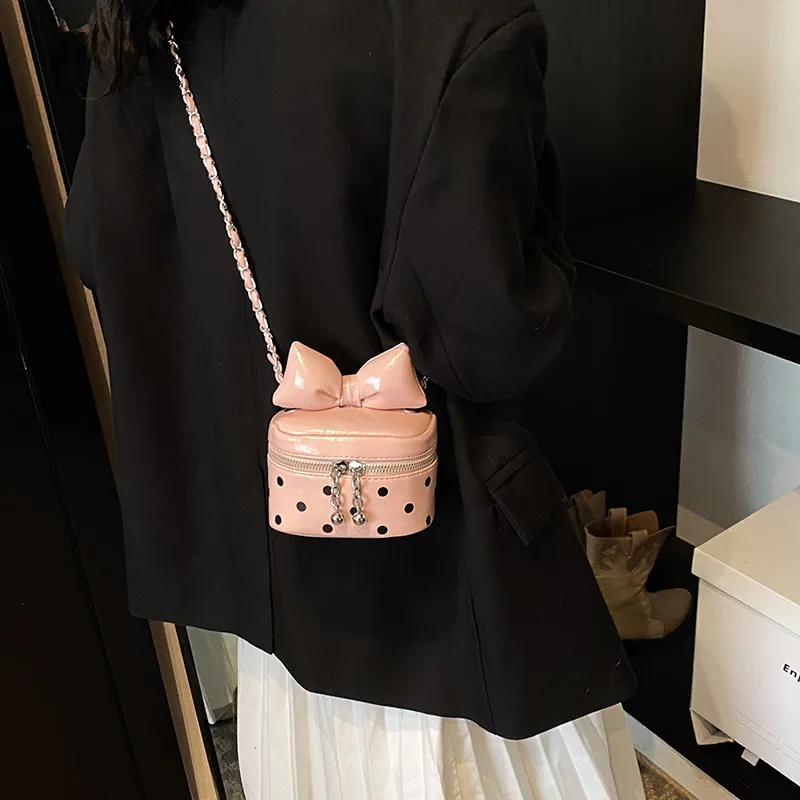 ROUNDOT PU Shoulder Bag Women's Ecru/Black/Red/Pink-20