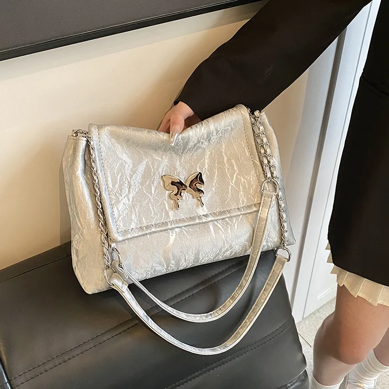 ROUNDOT PU Tote Bag Shoulder Bag Regular Women's White/Black/Silver/Pink/Green-13