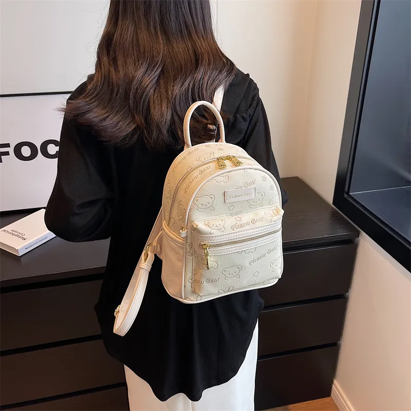 ROUNDOT PU Backpacks Backpack Regular Women's Ecru/Black/Blue/Pink/Brown-1