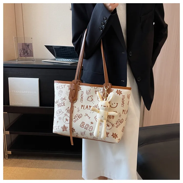 ROUNDOT PU Tote Bag Shopping Bag Crossbody Bag Shoulder Bag Women's Black/Blue/Pink/Brown-22