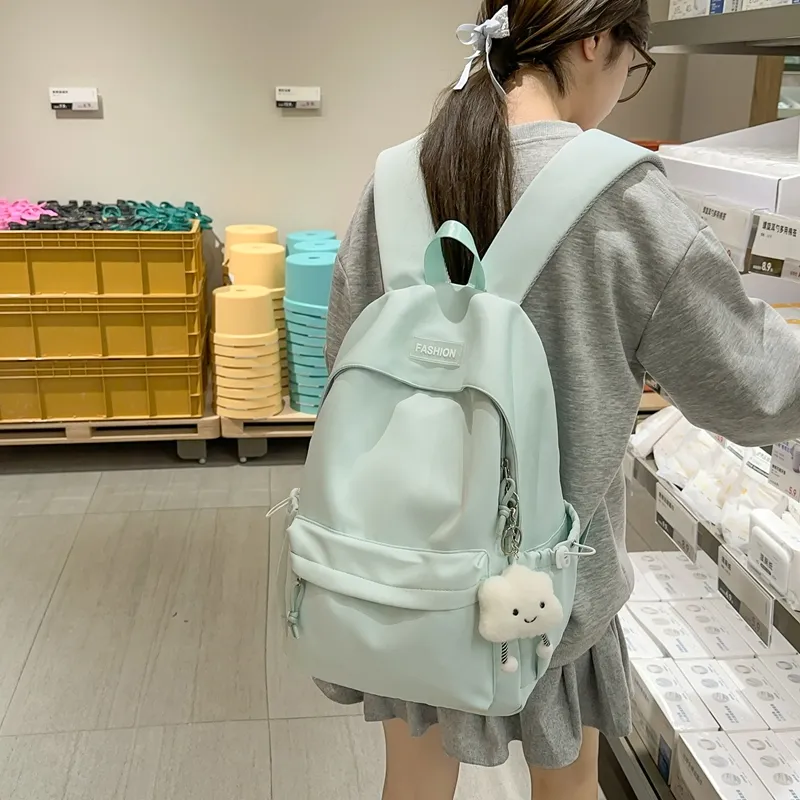 ROUNDOT Nylon Backpack Unisex Mint Green/Black/Lotus Color/Lemon/Lake Blue-4