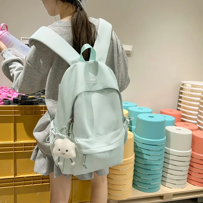 ROUNDOT Nylon Backpack Unisex Mint Green/Black/Lotus Color/Lemon/Lake Blue-5