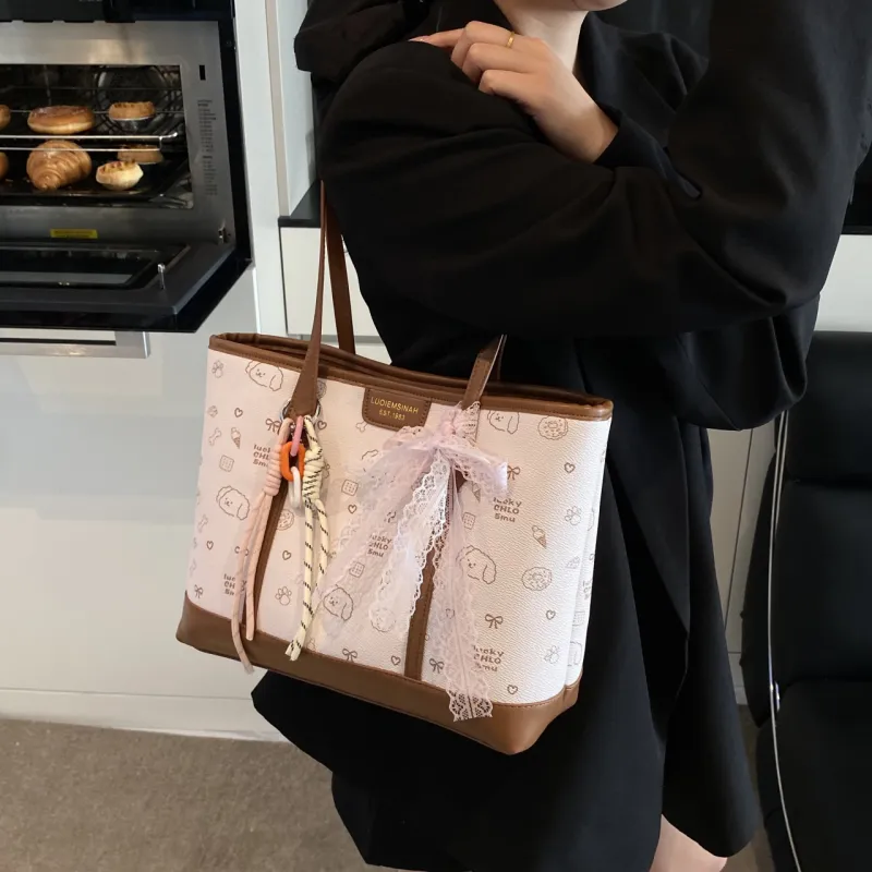 ROUNDOT PU Shoulder Bag Regular Women's Ecru/Pink/Coffee-5