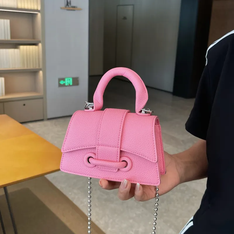 ROUNDOT PU Handbag Crossbody Bag Women's Ecru/Black/Rose Red/Green/Pink/Brown-24