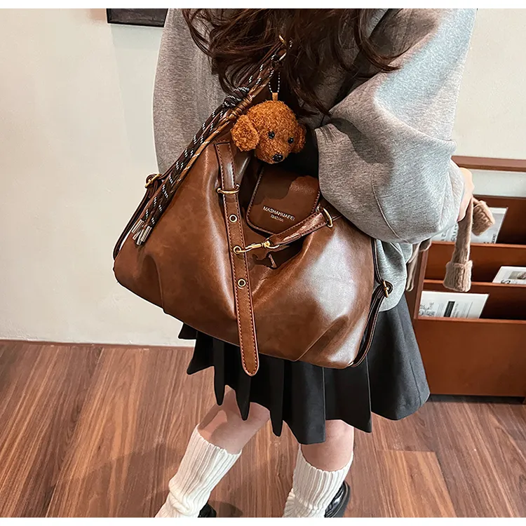 ROUNDOT PU Shoulder Bag Regular Women's Coffee/Brown/Black-8