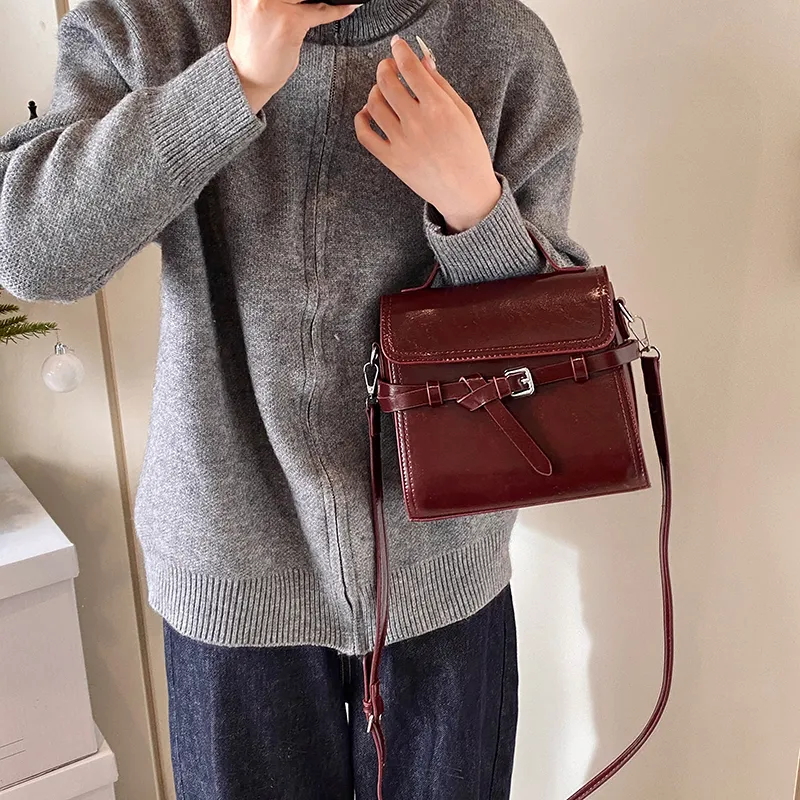 ROUNDOT PU Crossbody Bag Women's Black/Red/Coffee/Brown-9