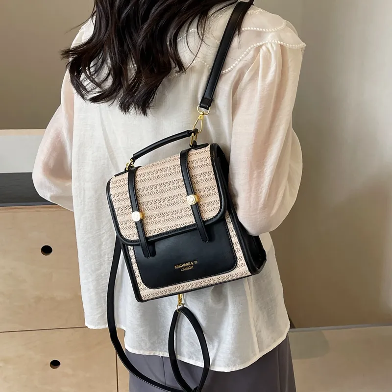 ROUNDOT PU Backpack Women's Ecru/Black/Brown-11