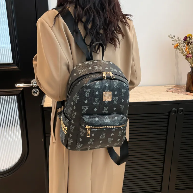 ROUNDOT PU Backpack Regular Women's Ecru/Black/Yellow-12