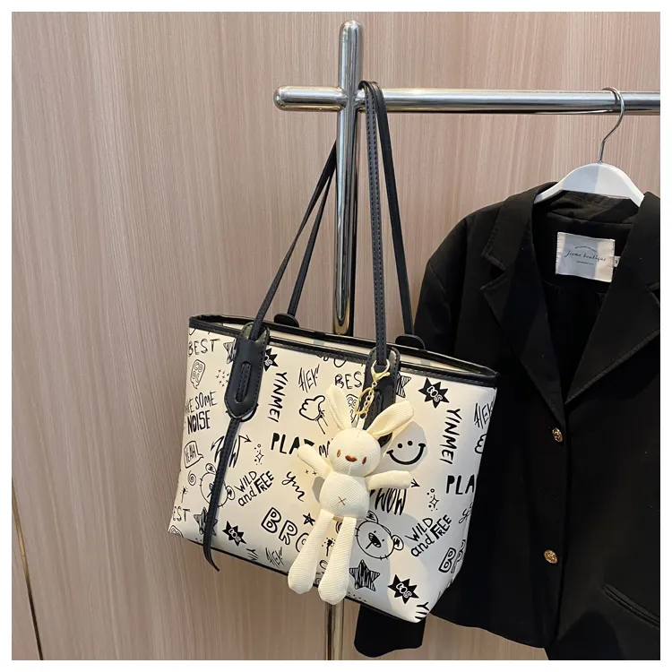 ROUNDOT PU Tote Bag Shopping Bag Crossbody Bag Shoulder Bag Women's Black/Blue/Pink/Brown-1