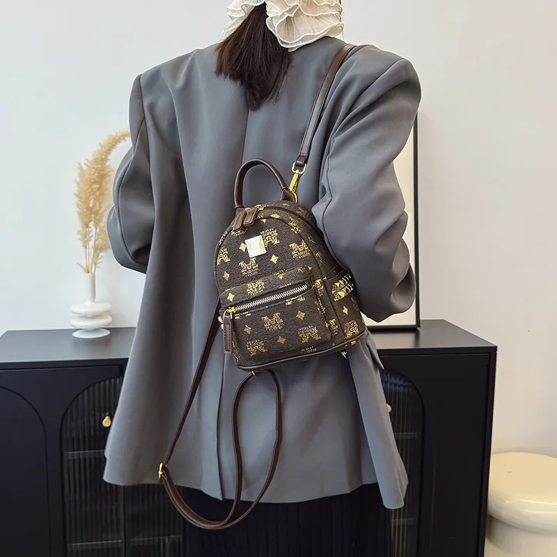 ROUNDOT PU Backpack Women's White/Coffee/Black-19