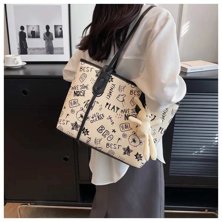 ROUNDOT PU Tote Bag Shopping Bag Crossbody Bag Shoulder Bag Women's Black/Blue/Pink/Brown-6