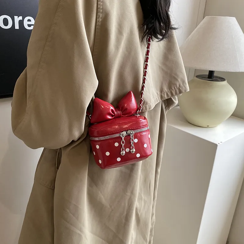 ROUNDOT PU Shoulder Bag Women's Ecru/Black/Red/Pink-26