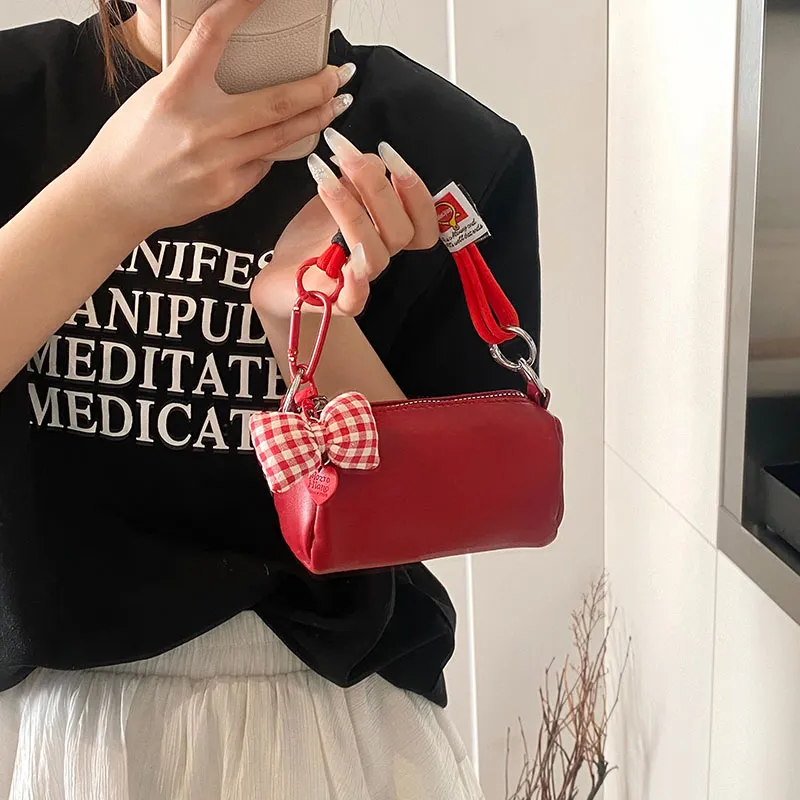ROUNDOT PU Handbag Regular Women's White/Black/Pink/Red-23