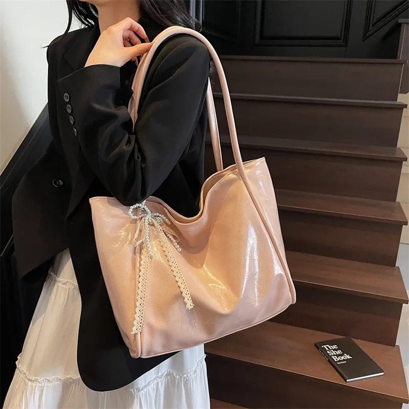 ROUNDOT PU Tote Bag Shoulder Bag Regular Women's White/Black/Pink-11