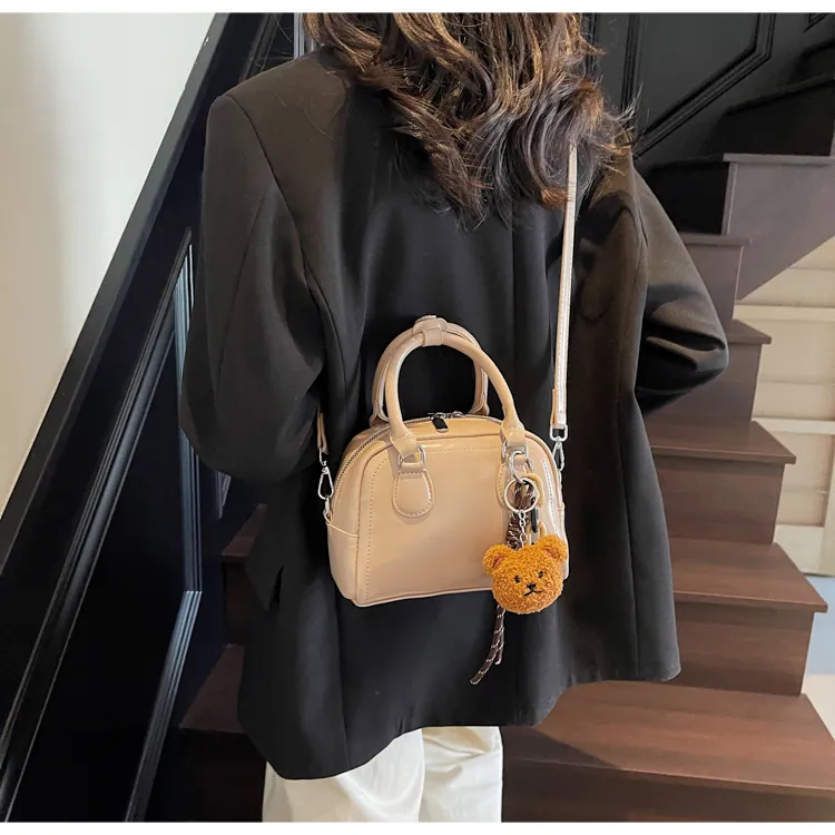 ROUNDOT PU Shoulder Bag Crossbody Bag Handbag Regular Women's Ecru Black/Khaki/Light Brown-15