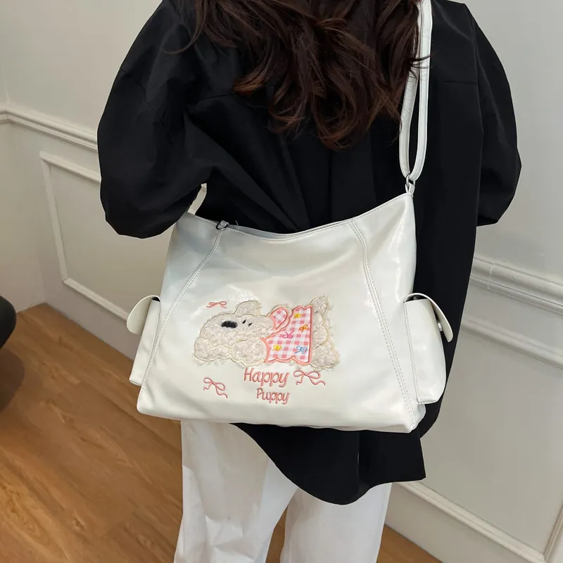 ROUNDOT PU Crossbody Bag Tote Regular Women's White/Black/Blue/Pink-2