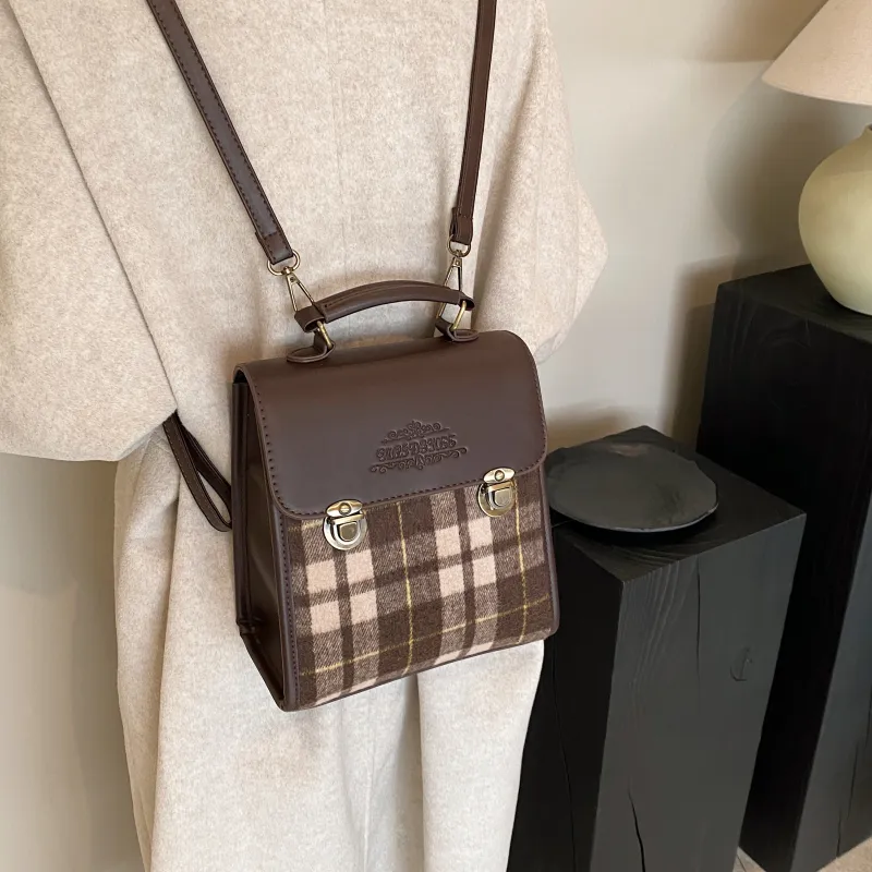 ROUNDOT PU Handbag Shoulder Bag Backpack Regular Women's Khaki/Coffee/Brown-12