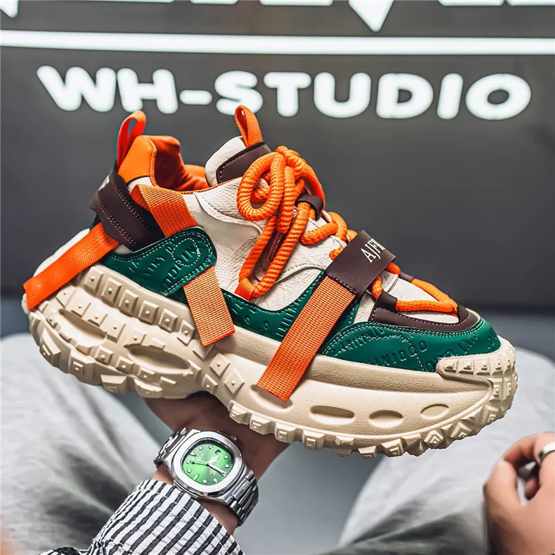 Dao Tu Sen Shock Absorbers With Slip Resistant And Abrasion Resistant Properties Low Top Chunky Sneakers Men's-10