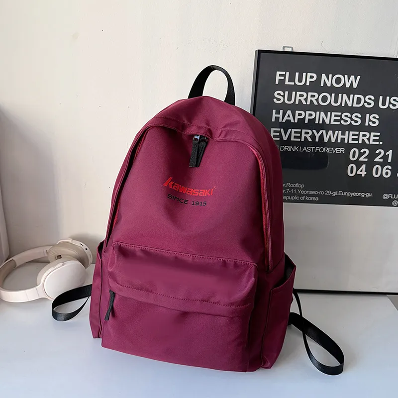 Kawasaki Oxford Backpack Unisex Burgundy/Black/Ecru-7