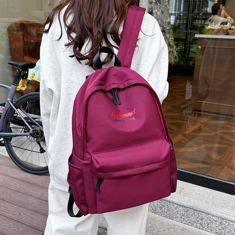 Kawasaki Oxford Backpack Unisex Burgundy/Black/Ecru-9