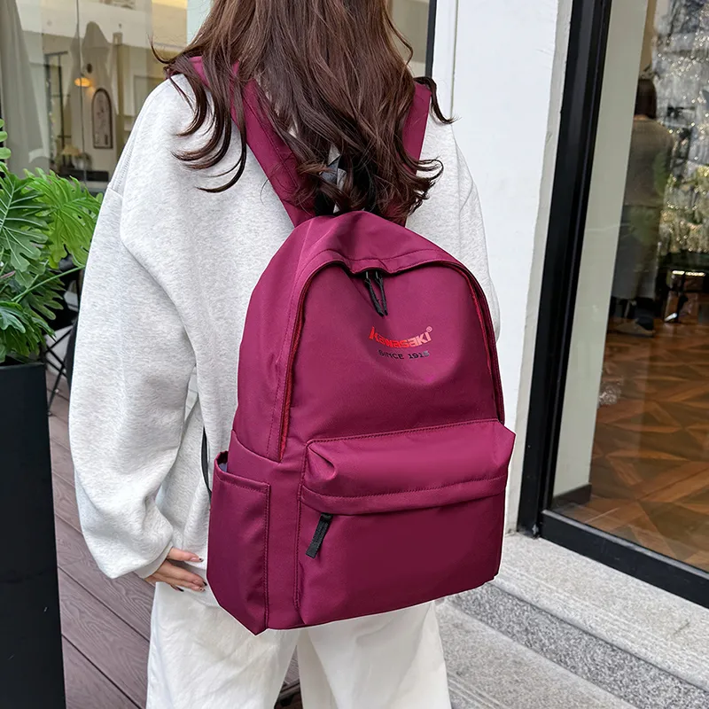 Kawasaki Oxford Backpack Unisex Burgundy/Black/Ecru-8