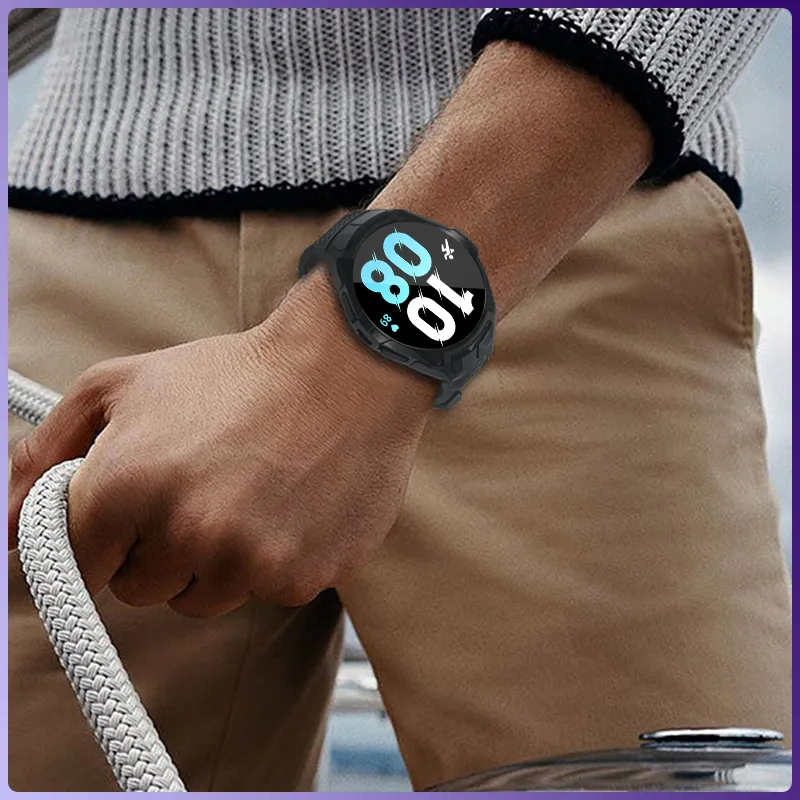 LONGYUGU Compatible With Samsung Watch 4/Watch 5 Minimalist Style Strap+Watch Frame One Piece Wrist Watch Strap-1