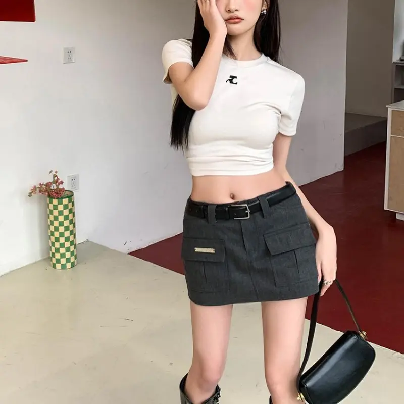 PAIN OR PLEASURE Casual Short Skirts Women's Dark Gray-4