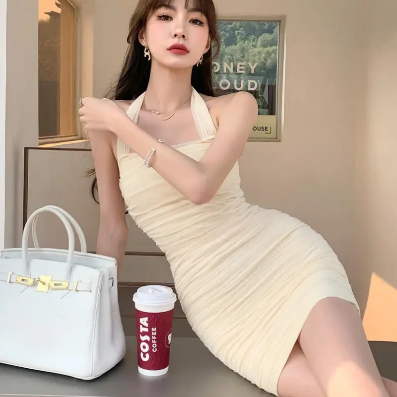 PAIN OR PLEASURE Summer Sleeveless Dress Women's Apricot-4