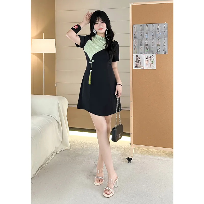PAIN OR PLEASURE Summer Short Sleeved Dresses Women's Black-3