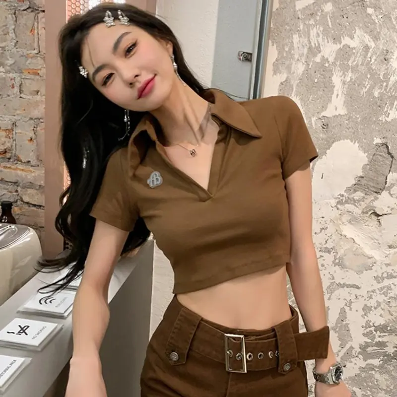 PAIN OR PLEASURE Summer Regular T Shirt Women's Brown-2