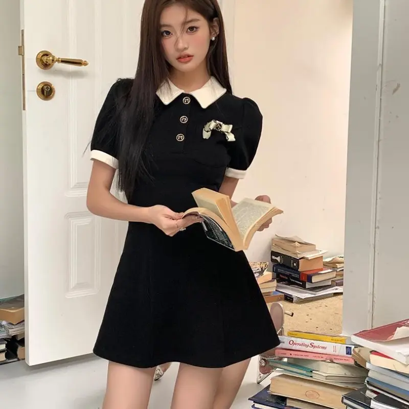 PAIN OR PLEASURE Short Sleeved Dresses Women's Black-5